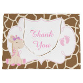 Schattige Meisje Giraffe Baby shower Dank u Groot Cadeauzakje (Voorkant)