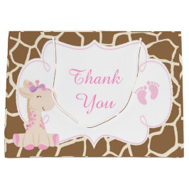 Schattige Meisje Giraffe Baby shower Dank u Groot Cadeauzakje
