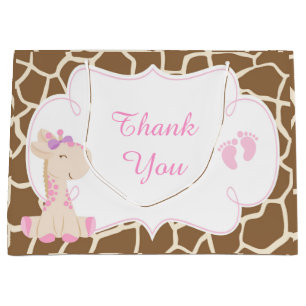 Schattige Meisje Giraffe Baby shower Dank u Groot Cadeauzakje