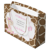 Schattige Meisje Giraffe Baby shower Dank u Groot Cadeauzakje (Achterkant Gekanteld)