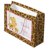 Schattige Meisje Giraffe Baby shower Dank u Groot Cadeauzakje (Voorkant Gekanteld)