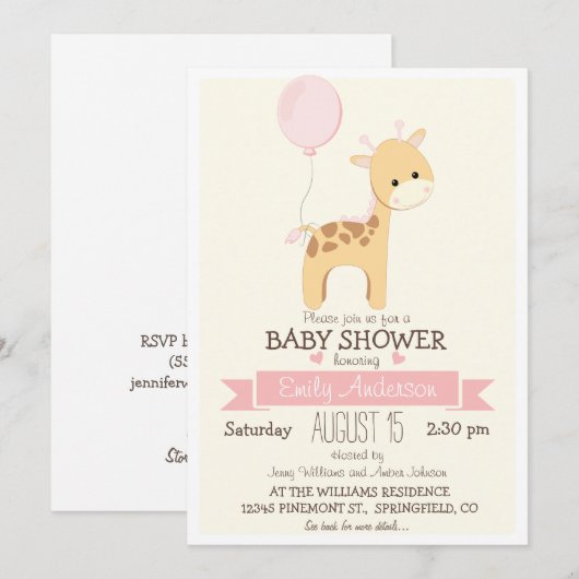 Schattige Meisje Giraffe, Oerwoud Zoo Dier Baby sh Kaart (Voorkant / Achterkant)