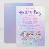 Schattige Meisje Glitter Dolls Holografisch Verjaa Kaart (Voorkant / Achterkant)