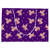 Schattige Meisje Goud Paarse Roze Kerstcadeaus Groot Cadeauzakje (Achterkant)