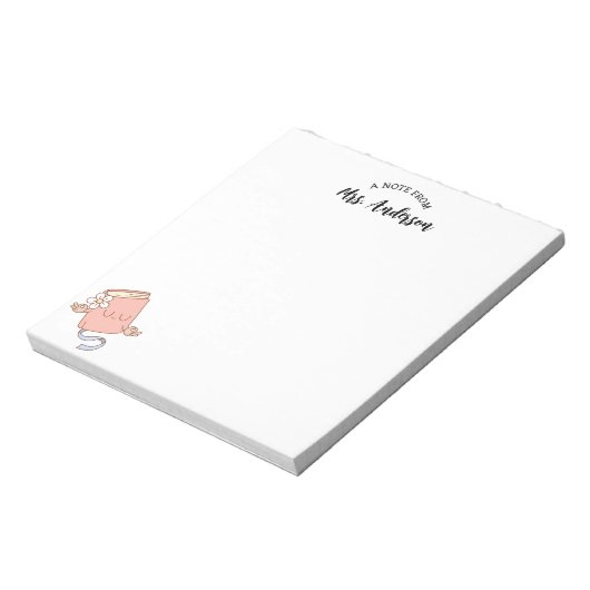 Schattige meisje grappig retro boek terug naar sch notitieblok (Linkerzijde)