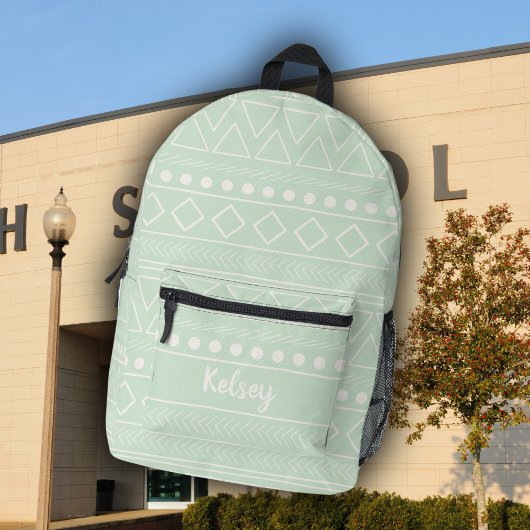 Schattige Meisje Groen Mudcloth Monogram Naam Bedrukte Rugzak