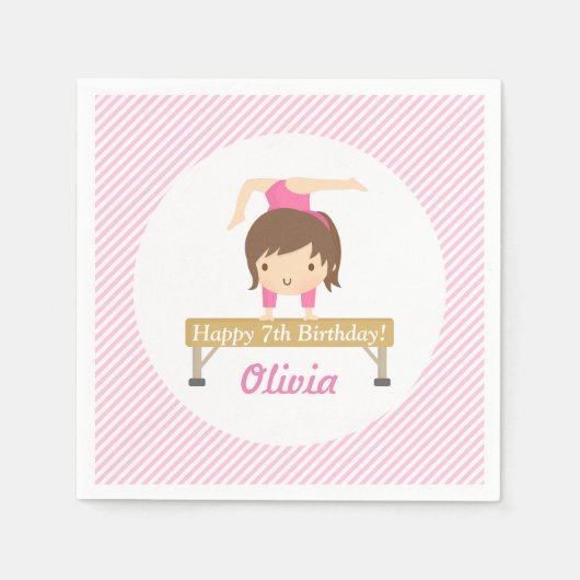 Schattige Meisje Gymnastiek Kids Verjaardag Party  Servetten (Voorkant)