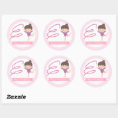 Schattige Meisje Gymnastiek Kids Verjaardagsfeestl Ronde Sticker (Vel)