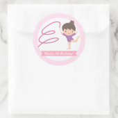 Schattige Meisje Gymnastiek Kids Verjaardagsfeestl Ronde Sticker (Tas)