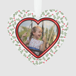 Schattige meisje hart foto Holly verlaat kerst Ornament