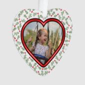 Schattige meisje hart foto Holly verlaat kerst Ornament (voorkant)