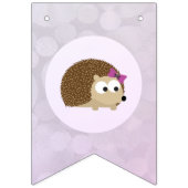Schattige Meisje Hedgehog Happy Birthday Vlaggetjes (Eerste vlag)