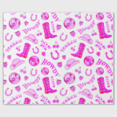 Schattige Meisje Heet Roze Disco Cowgirl Esthetisc Cadeaupapier (Vlak)