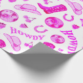 Schattige Meisje Heet Roze Disco Cowgirl Esthetisc Cadeaupapier (Hoek)