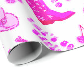 Schattige Meisje Heet Roze Disco Cowgirl Esthetisc Cadeaupapier (Rol Hoek)