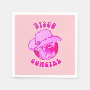 Schattige Meisje Heet Roze Disco Cowgirl Glitter Servet