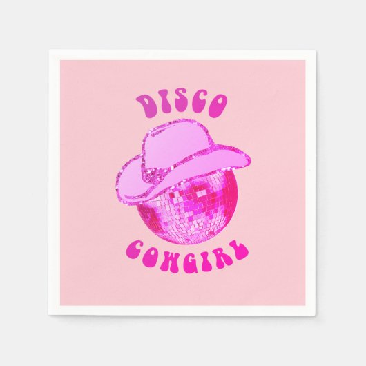 Schattige Meisje Heet Roze Disco Cowgirl Glitter Servet (Voorkant)