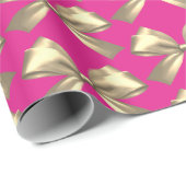 Schattige Meisje Heet Roze Goud Satijn Esthetische Cadeaupapier (Rol Hoek)