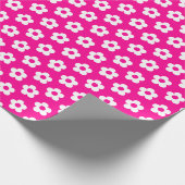 Schattige Meisje Heet Roze Wit Cartoon Bloemen Pat Cadeaupapier (Hoek)