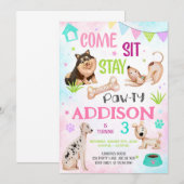 Schattige Meisje Hond Verjaardag Pawty Kaart (Voorkant / Achterkant)