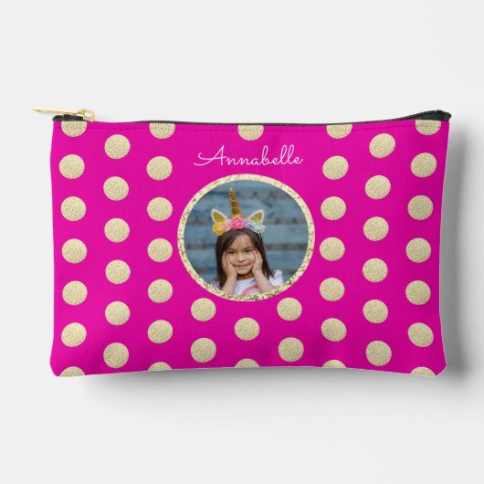 Schattige Meisje Hot Roze Goud Glitter Foto en Naa Etui (Voorkant)