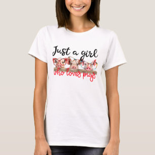 Schattige meisje houdt van varkens t-shirt