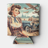 Schattige  meisje illustratie blikjeskoeler (Voorkant)