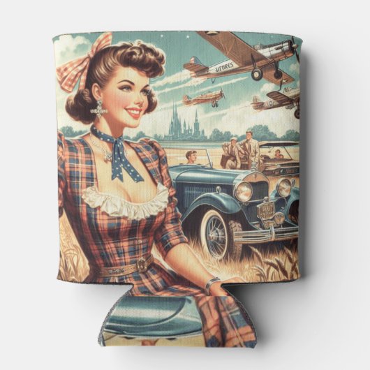 Schattige  meisje illustratie blikjeskoeler (Achterkant)