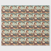 Schattige  meisje illustratie cadeaupapier (Vlak)