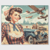 Schattige  meisje illustratie cadeaupapier (Vlak)