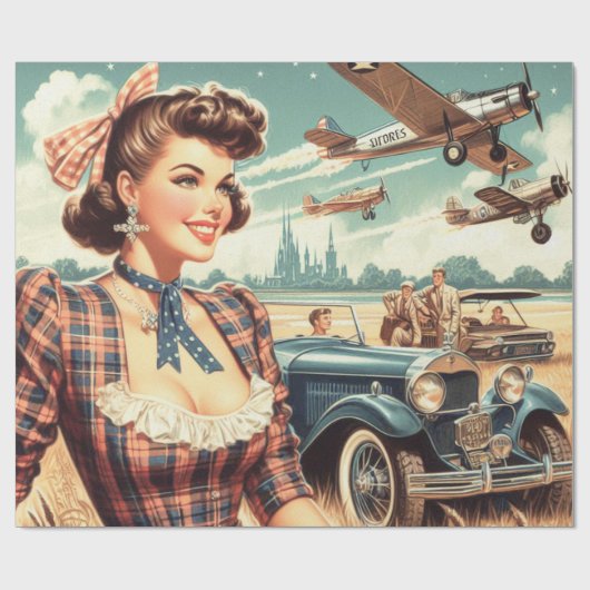 Schattige  meisje illustratie cadeaupapier (Vlak)