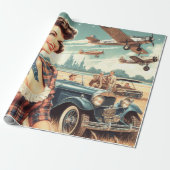 Schattige  meisje illustratie cadeaupapier (Uitgerold)