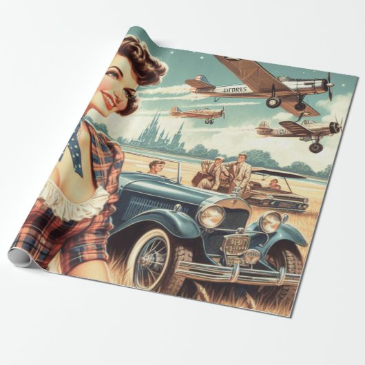 Schattige  meisje illustratie cadeaupapier (Uitgerold)