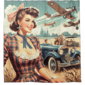 Schattige  meisje illustratie douchegordijn (Voorkant)