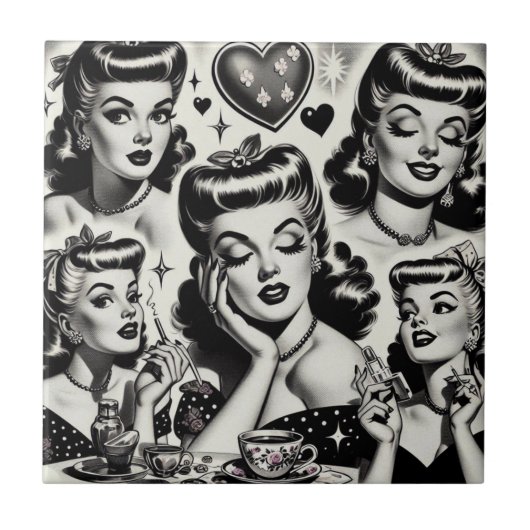 Schattige  meisje illustratie tegeltje (Voorkant)