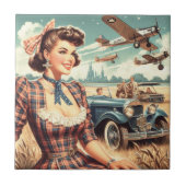 Schattige  meisje illustratie tegeltje (Voorkant)