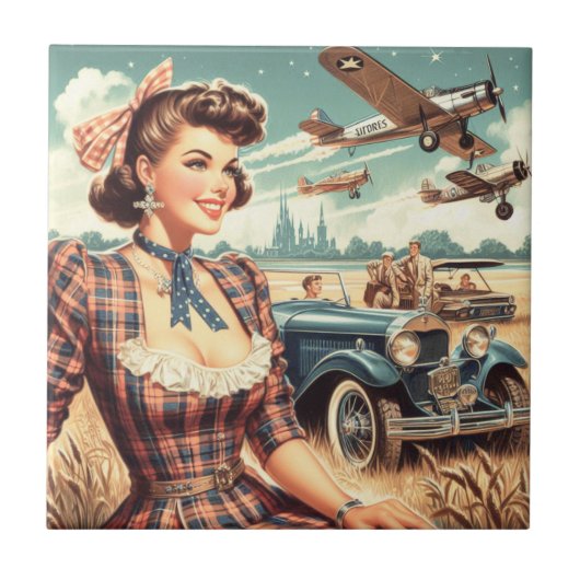 Schattige  meisje illustratie tegeltje (Voorkant)