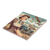 Schattige  meisje illustratie tegeltje (Zijkant)