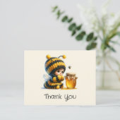Schattige meisje in bijenkostuum met honing Dank u Briefkaart (Staand voorkant)