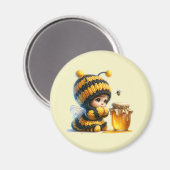 Schattige meisje in bijenkostuum met honing magneet (Voorkant / Achterkant)