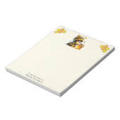 Schattige meisje in bijenkostuum met honing notitieblok (Linkerzijde)