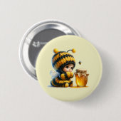 Schattige meisje in bijenkostuum met honing ronde button 5,7 cm (Voorkant /achterkant)