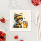 Schattige meisje in bijenkostuum met honing servet (Insitu)