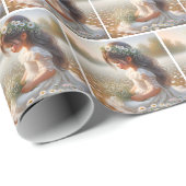 Schattige Meisje In Kant Jurk met Daisies Cadeaupapier (Rol Hoek)