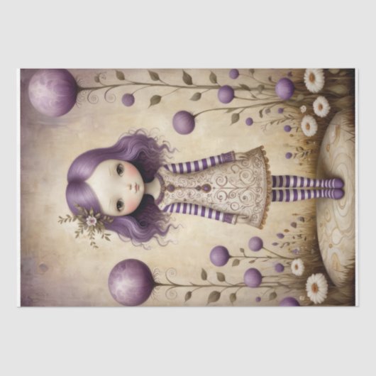 Schattige meisje in Lila ontkoppeling Tissuepapier (Voorkant)