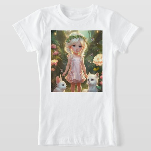 Schattige meisje in Magic Garden T-shirt (Laagn)