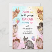 Schattige Meisje Kat Pawty Animals Verjaardag Kaart (Voorkant)