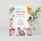 Schattige Meisje Kat Pawty Animals Verjaardag Kaart (Staand voorkant)