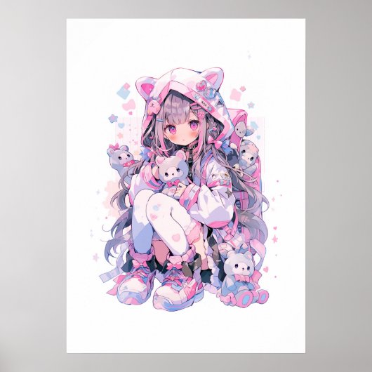 Schattige Meisje Kawaii Stijl Anime Poster (Voorkant)