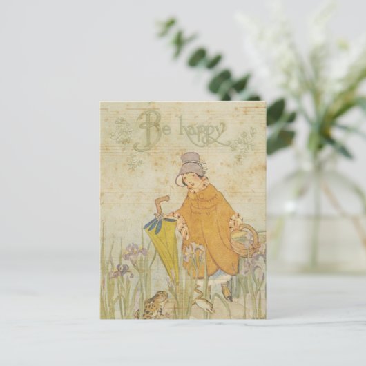  Schattige Meisje Kinderen Verhalen Kikkervijver I Briefkaart (Staand voorkant)